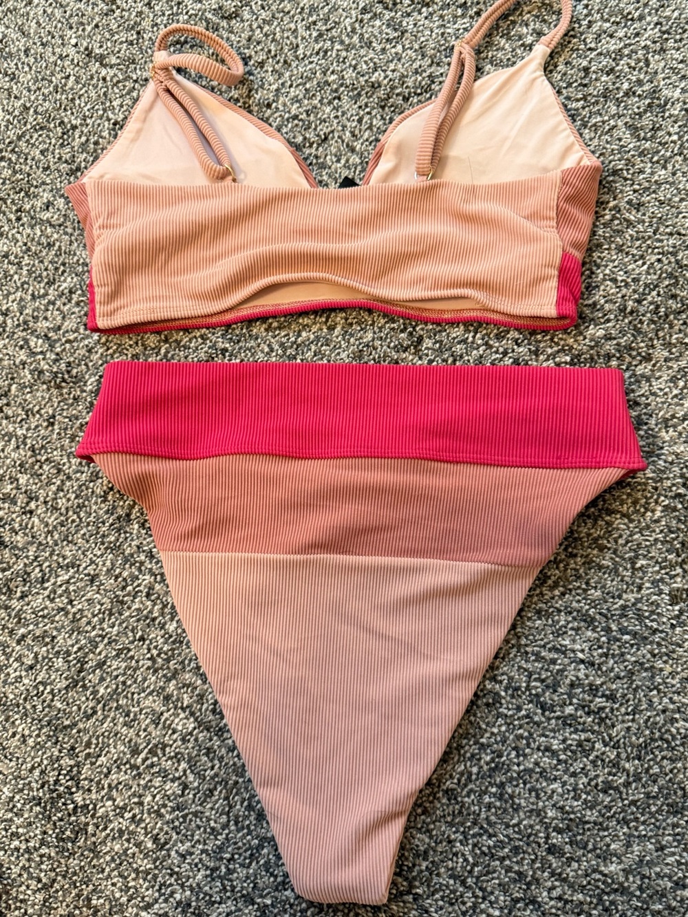 Beach Riot Two-Tone Pink & Blush Ribbed Bikini Set - Picture 4 of 4